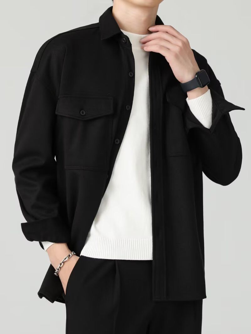 New Workwear Woolen Men's Spring And Autumn American Style Loose Jacket Long Sleeve Shirt Men_voghion.com