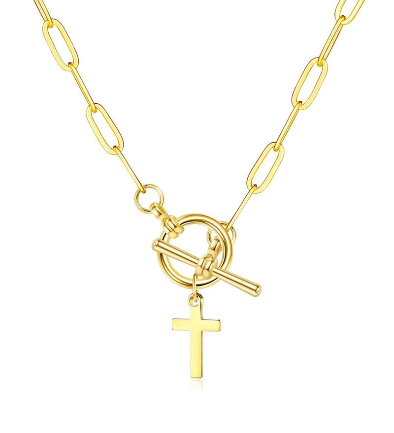 Collana con ciondolo a croce con graffetta semplice personalizzata, girocollo hip hop, outfit da spiaggia_voghion.com