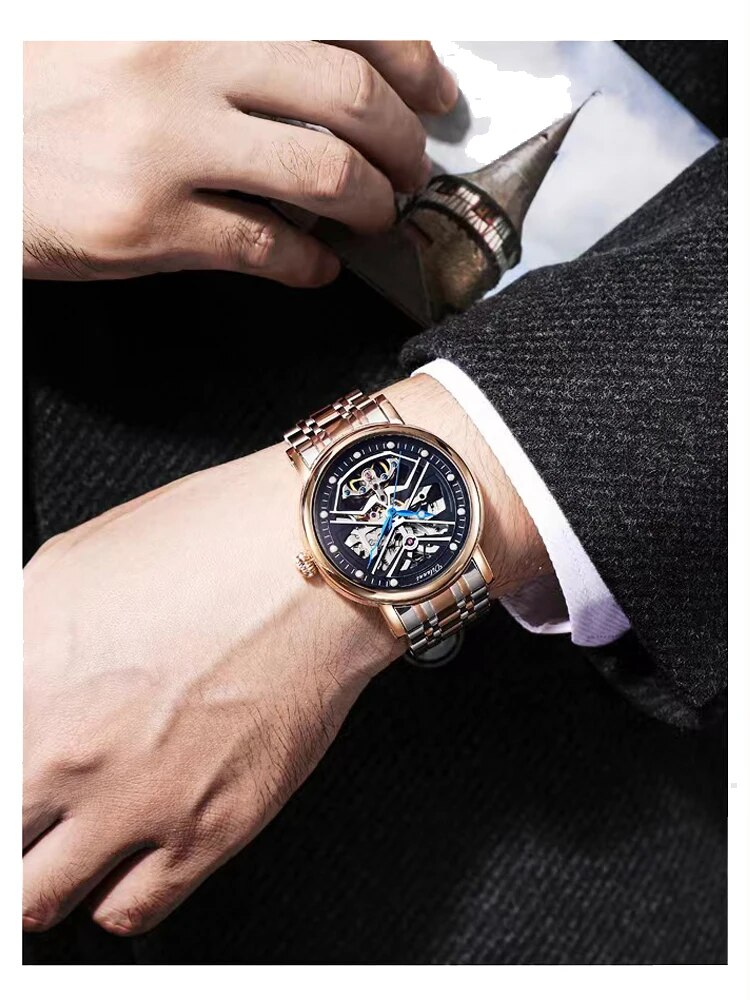 Mens Automatic es Skeleton Tourbillon Mechanical Self Winding Luxury Dress Wrist Waterproof Luminous s_voghion.com