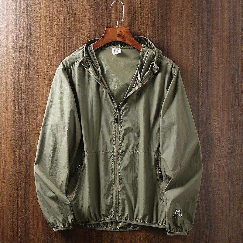 Giacca con cappuccio sottile, leggera, traspirante, da uomo, di qualità imbattibile, primaverile/estiva, casual e portatile, con protezione solare, in vera pelle._voghion.com