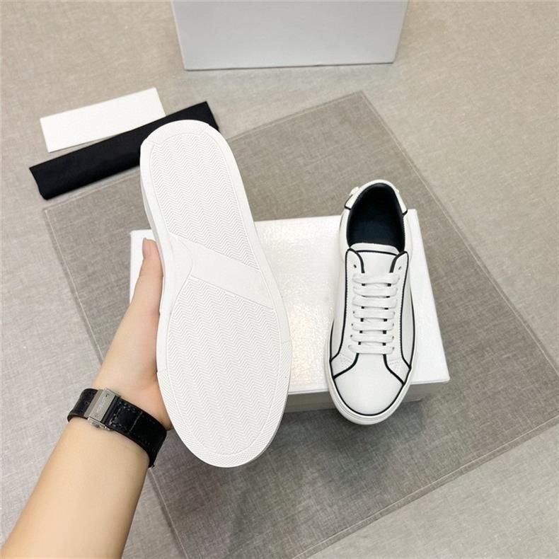 Zapatillas bajas Ji blancas a rayas de nuevo estilo, de piel auténtica, con cordones, modernas, versátiles, de la familia G, para hombre._voghion.com
