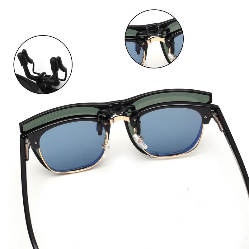 JM Übergroße polarisierte Sonnenbrille zum Anklipsen, modisch, quadratisch, für Damen und Herren, groß, zum Aufklappen, UV400_voghion.com