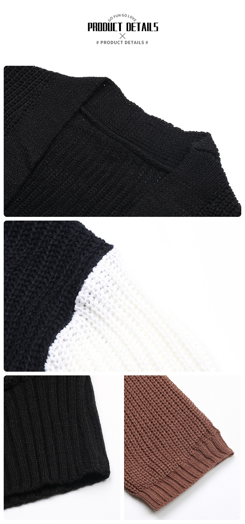 Lockerer, langer Pullover mit Farbblockdesign und langen Ärmeln_voghion.com