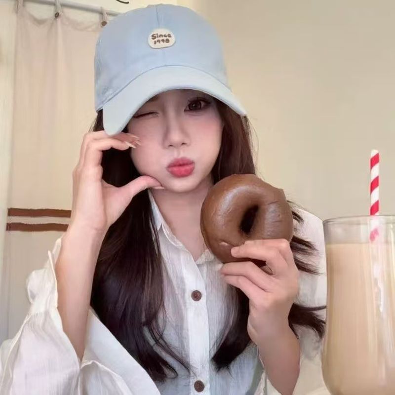 women's Baseball Cap, Sun Hat, Round Logo Wide-brimmed, Thin Face, Big Head Circumference, Korean Style_voghion.com