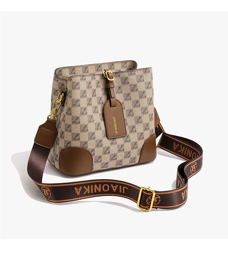 Women's Crossbody Bag Large Capacity PU Leather Printed Letter Shoulder Bag With Wide Strap For Daily Use_voghion.com