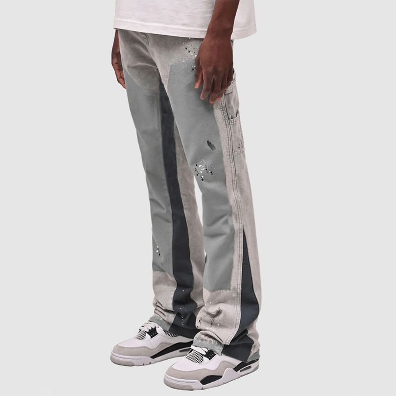 Pantaloni cargo elasticizzati patchwork in denim a strati da uomo_voghion.com