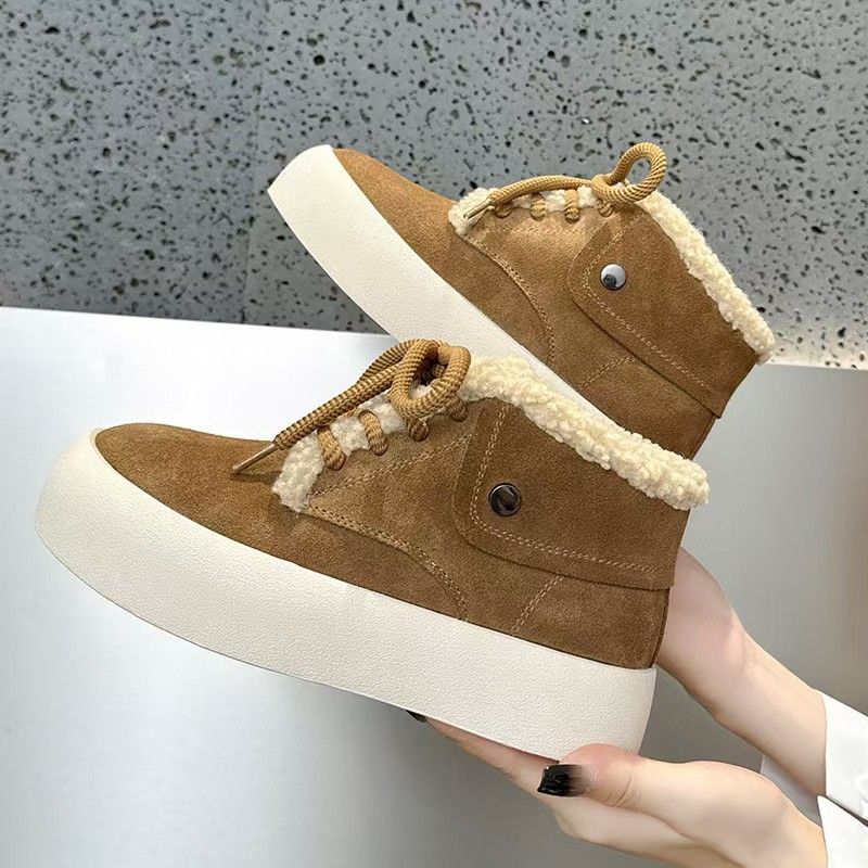 Vera pelle, fodera in pile caldo, scarpe casual versatili con suola spessa da donna autunno/inverno 2025_voghion.com
