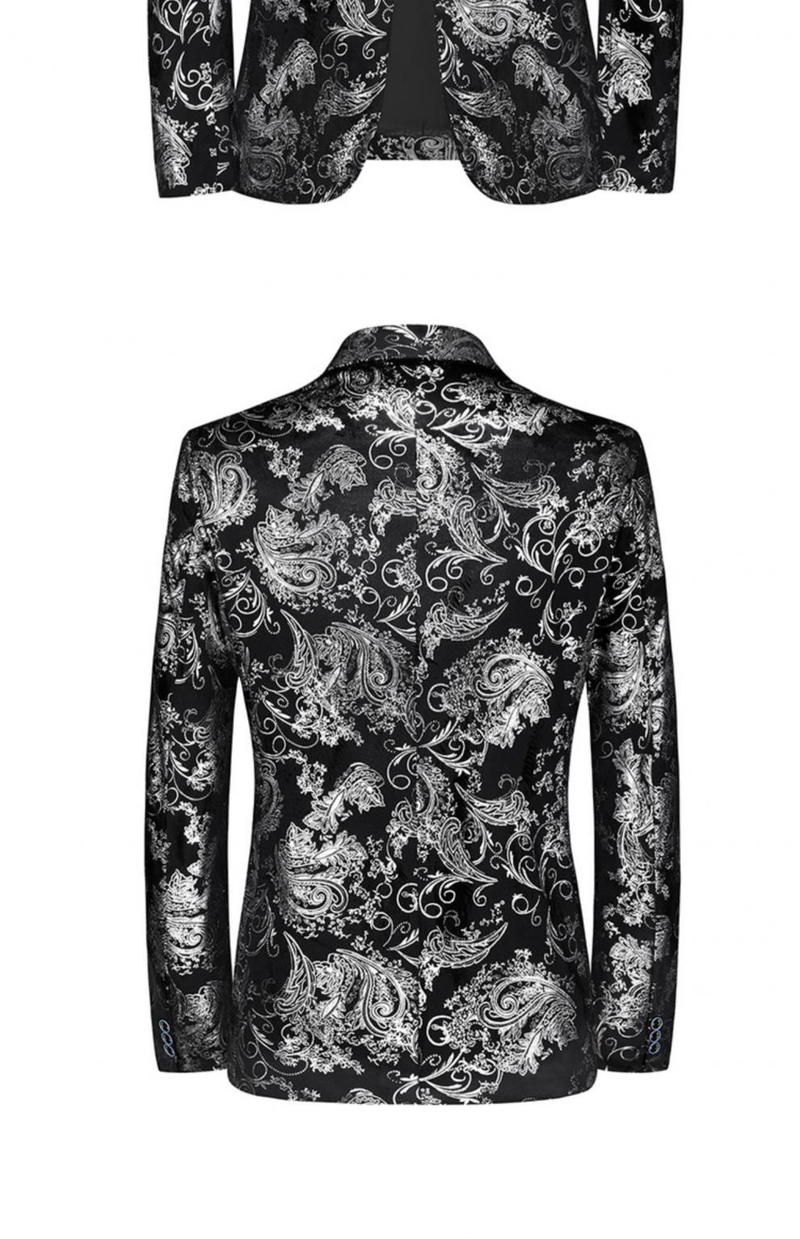 2024 New Men's Casual Spring and Autumn Fashion Gold Stamping Slim Fit Long sleeved Single breasted Suit_voghion.com
