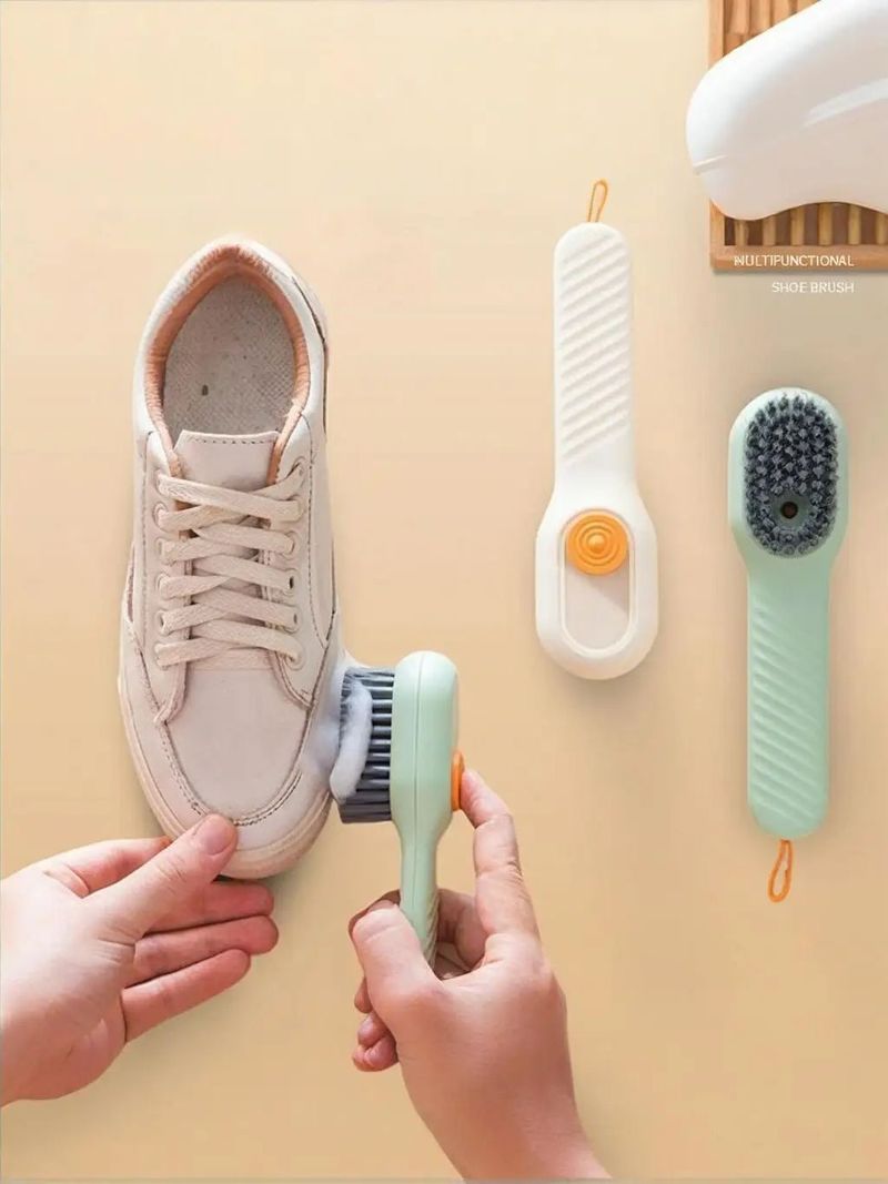 1Pcs Multifunction Cleaning Shoe Brush Soft Automatic Liquid Shoe Brush Long Handle Clothes Soap Brush With Hook Clean Tool_voghion.com