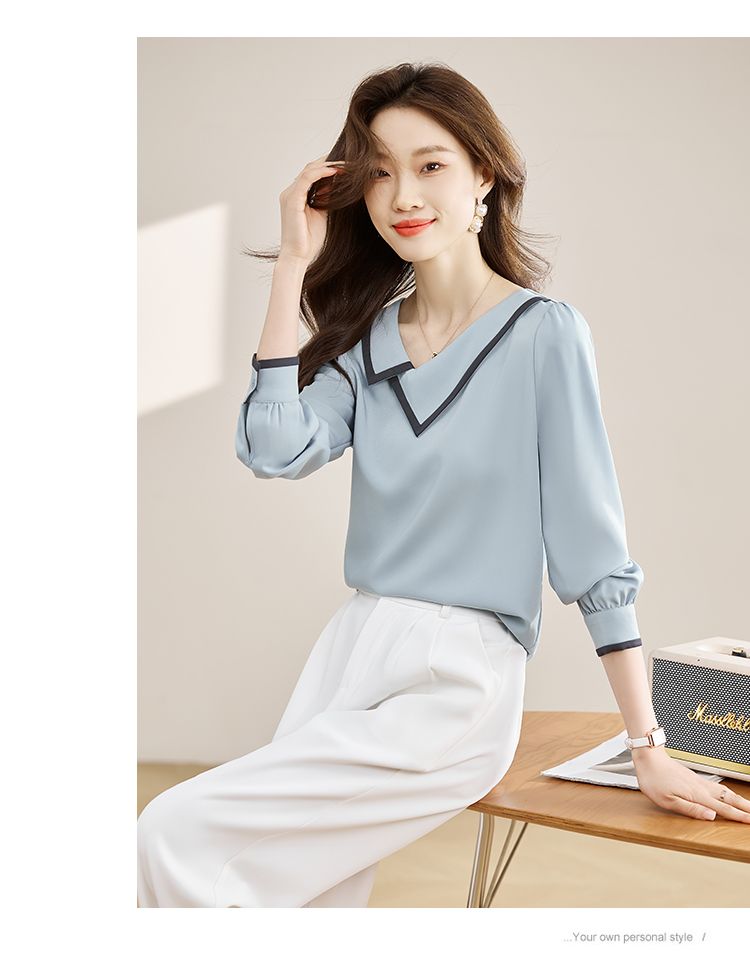 Maglietta a maniche lunghe primavera e autunno da donna 2025, nuova camicia chic e bella, temperamento francese, top versatile primavera e autunno_voghion.com