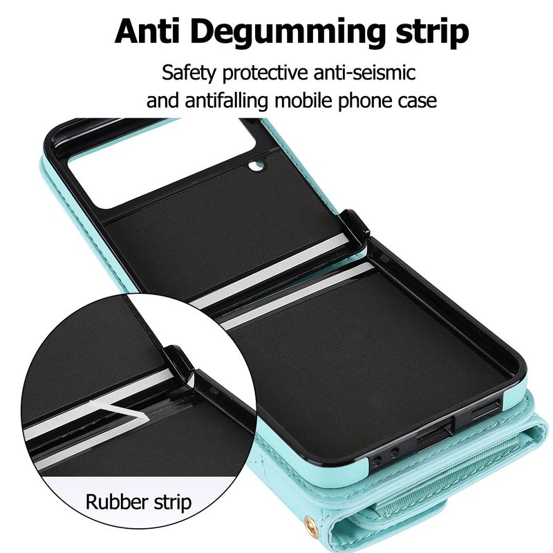 Z Flip4 5 Crossbody składany futerał na telefon skórzany pokrowiec akordeonowy odpowiedni do małego etui ochronnego na telefon Flip6_voghion.com