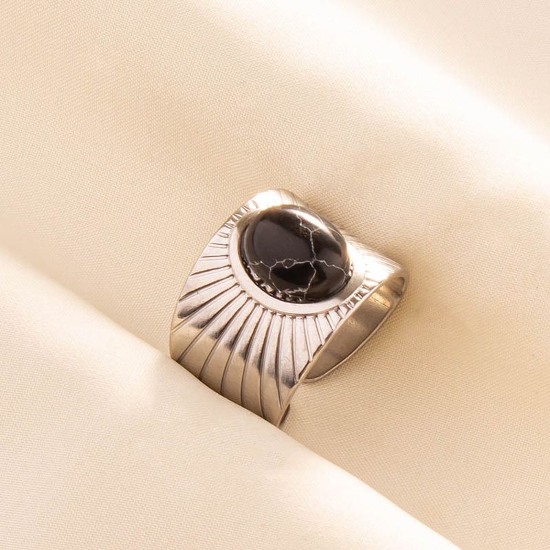 2025 Nieuwe aankomsten 1 stuk Boho Turquoise roestvrij staal zwarte steen zilverkleur verstelbare vrouwen etnische ring Boheemse sieraden cadeau geen vervaging_voghion.com