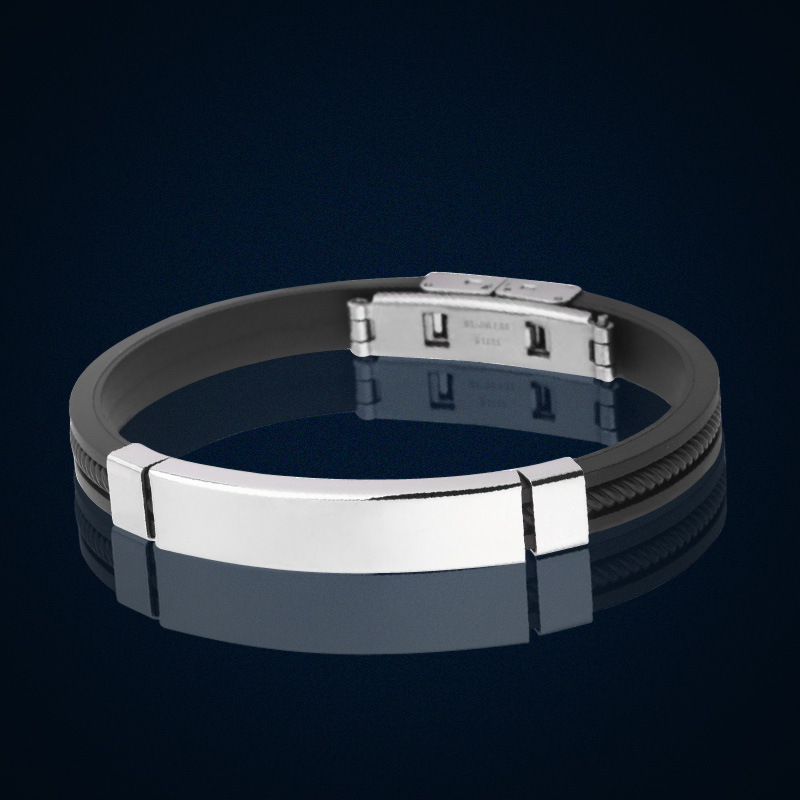 Bracciale con scritte fai-da-te Bracciale da uomo in acciaio al titanio Bracciale in silicone Bracciale in acciaio inossidabile Bracciale stella_voghion.com