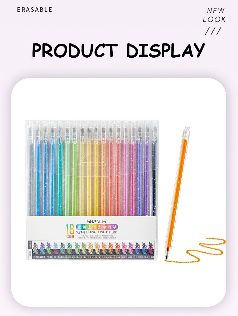 18-Color Glitter Gel Pens For Kids - Non-Toxic Sparkly Writing & Drawing Pens With Smooth Ink Flow_voghion.com