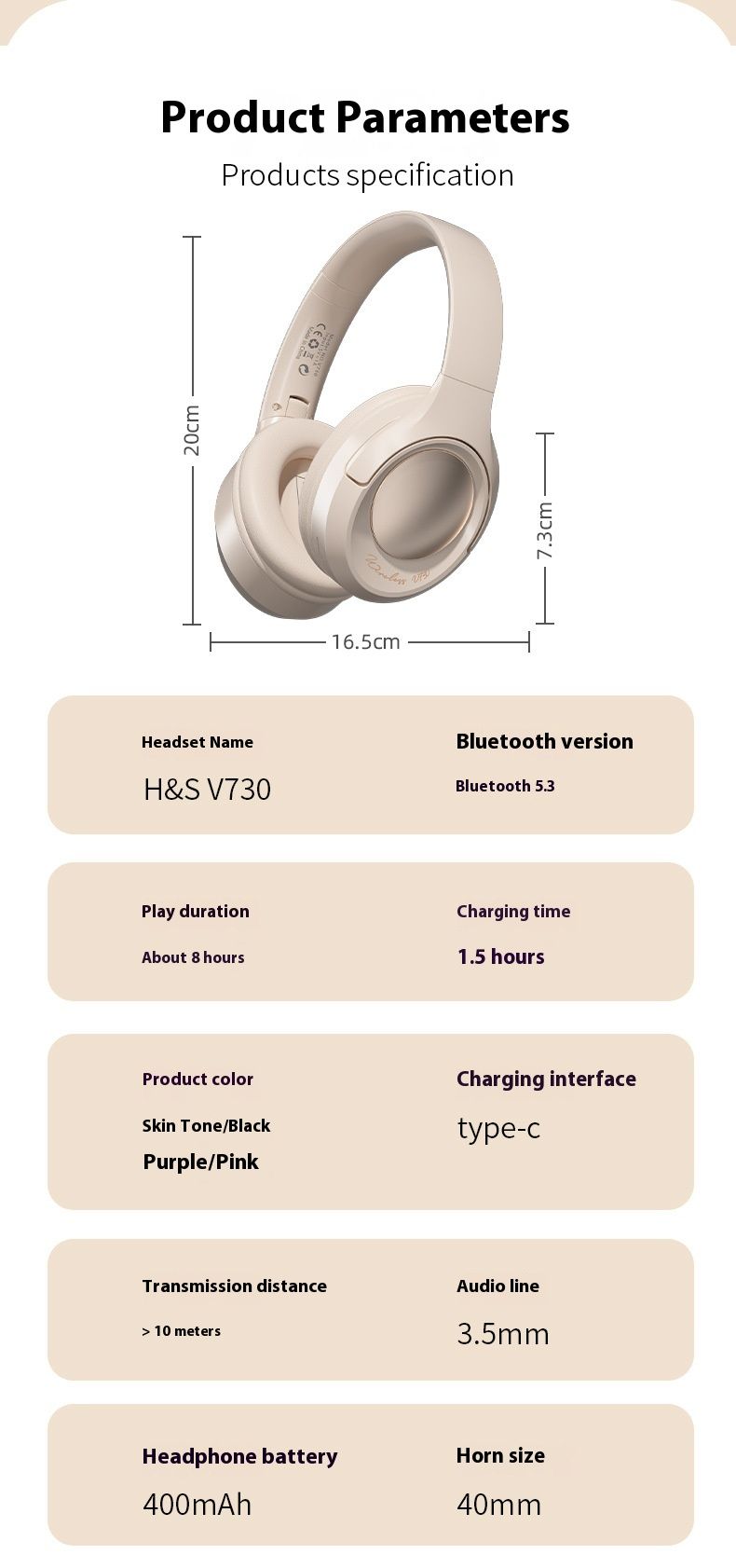 New Head mounted Bluetooth with High Appearance, Gaming, Music, Long Battery Life, Mobile Wireless , Universal_voghion.com