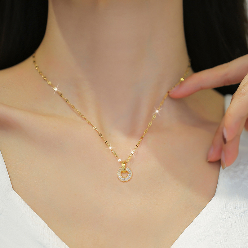 Sieraden Sets Koreaanse Mode Zoete Elegante Strass Hanger Ketting voor Vrouwen Zirocn Eenvoudige Collares Para Mujer_voghion.com