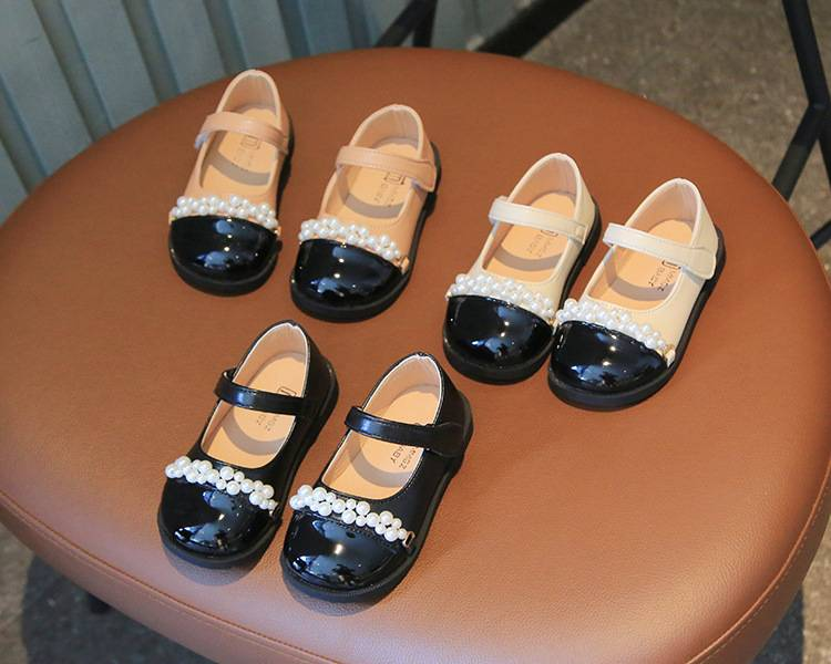 Mutter & Kinder Mädchen leder schuhe Prinzessin perle spleißen baby flach mund der einzelnen schuhe retro kindergarten bean schuhe_voghion.com