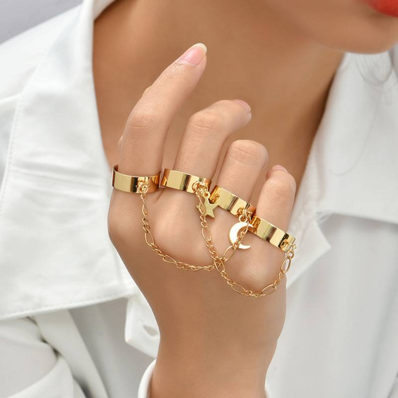 Creatieve Vlinder Link Chain Armband Aangesloten Vinger Ring Bangle Armbanden voor Vrouwen Gekoppeld Handharnas Paar Sieraden Geschenken_voghion.com
