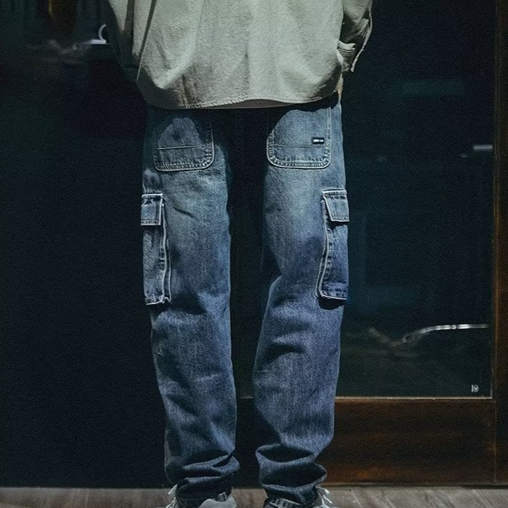 Men's Clothing Washed distressed jeans 2024 spring and autumn new style young men's loose straight retro trendy stretch pants_voghion.com
