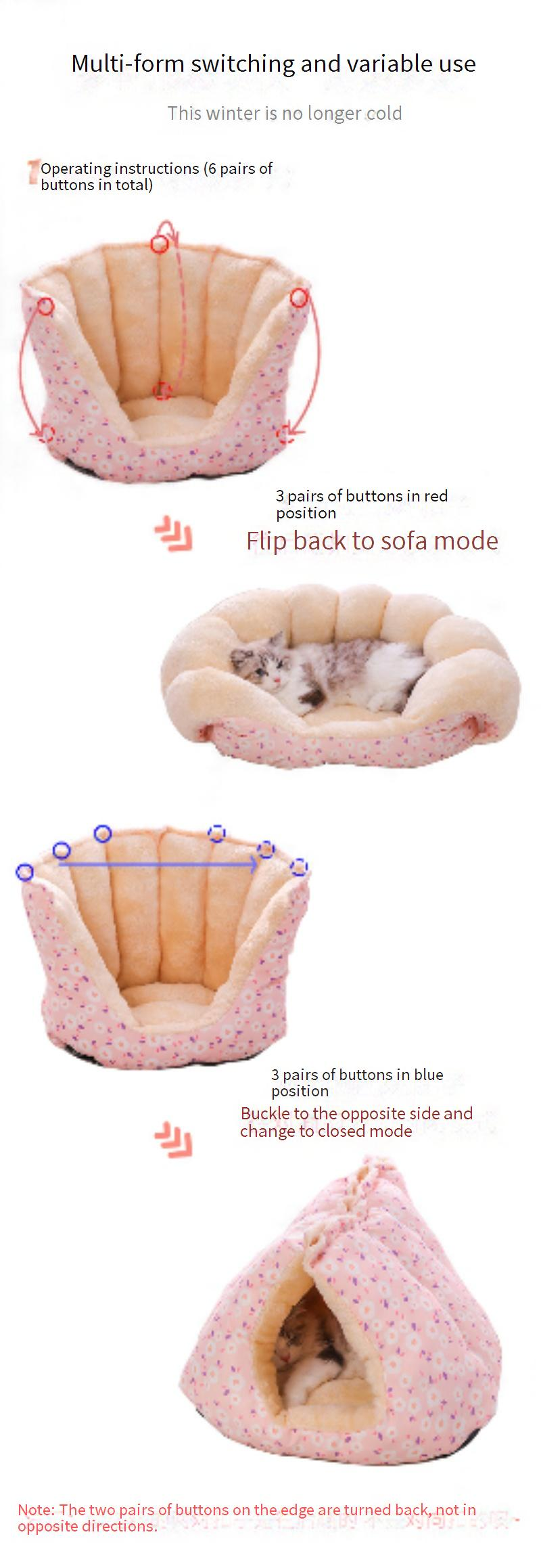 Nido per gatti caldo invernale Nido divano Nido può essere chiuso Nido multi-creativo più nido per cani in pile ispessito_voghion.com