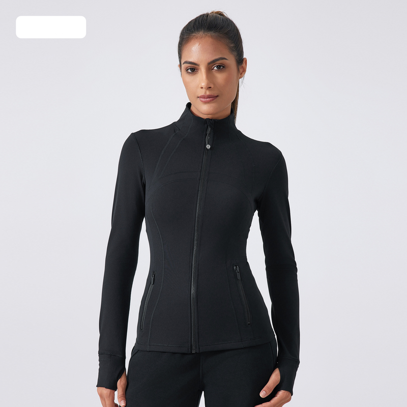 Damenbekleidung Herbst Neue Yogajacke für Damen Laufen und Radfahren Sport Langarm Slim Stehkragen Sport Fitness Kleidung_voghion.com