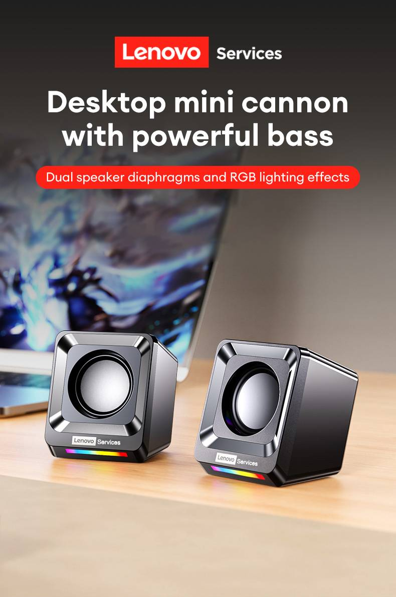 Original Lenovo A01 Computer Speakers Sound Box Wireless Bluetooth Surround Heavy Bass Loudspeaker Mini Portable With LED Light Subwoofer_voghion.com