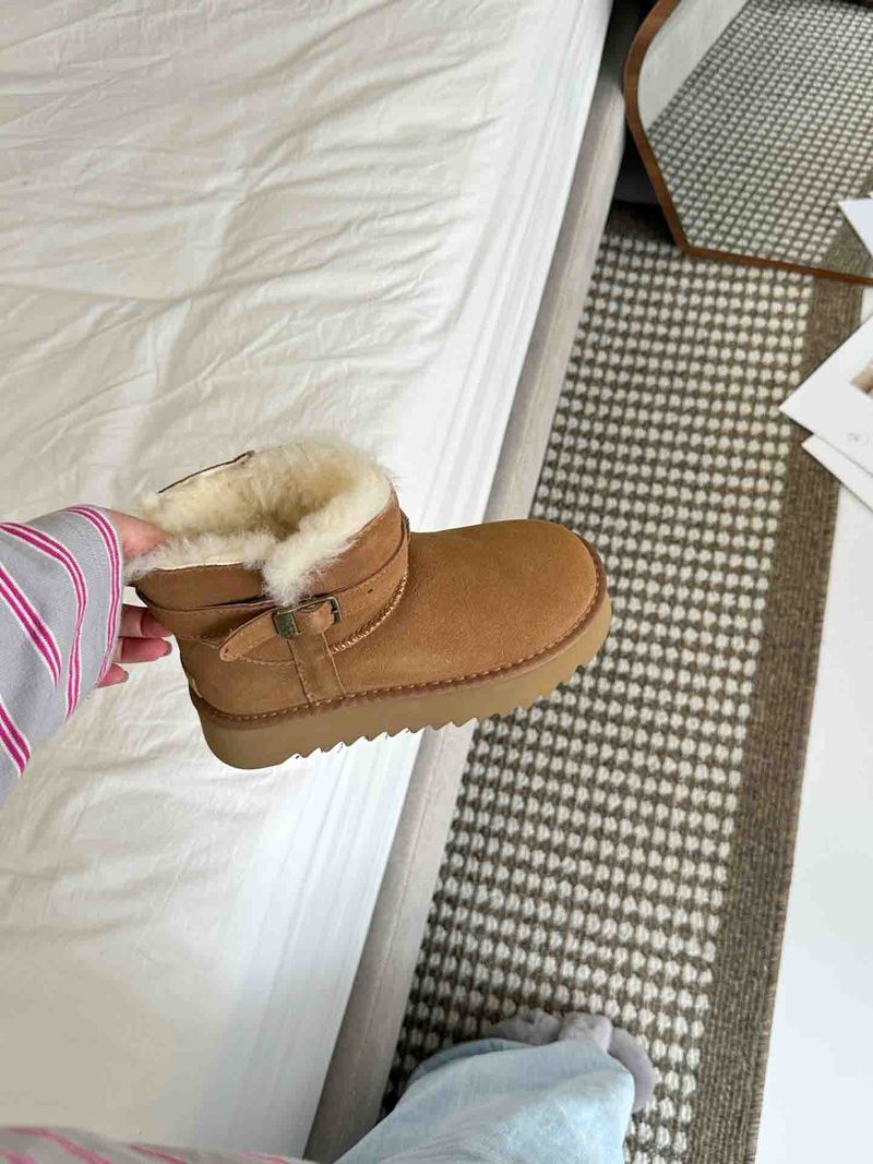 Kostenloser Versand frauen Plattform Anti-Slip Schnee Stiefel 2025 Herbst Winter Neue Design Pelz-Gefüttert Dicke Warme baumwolle Stiefel Braun_voghion.com