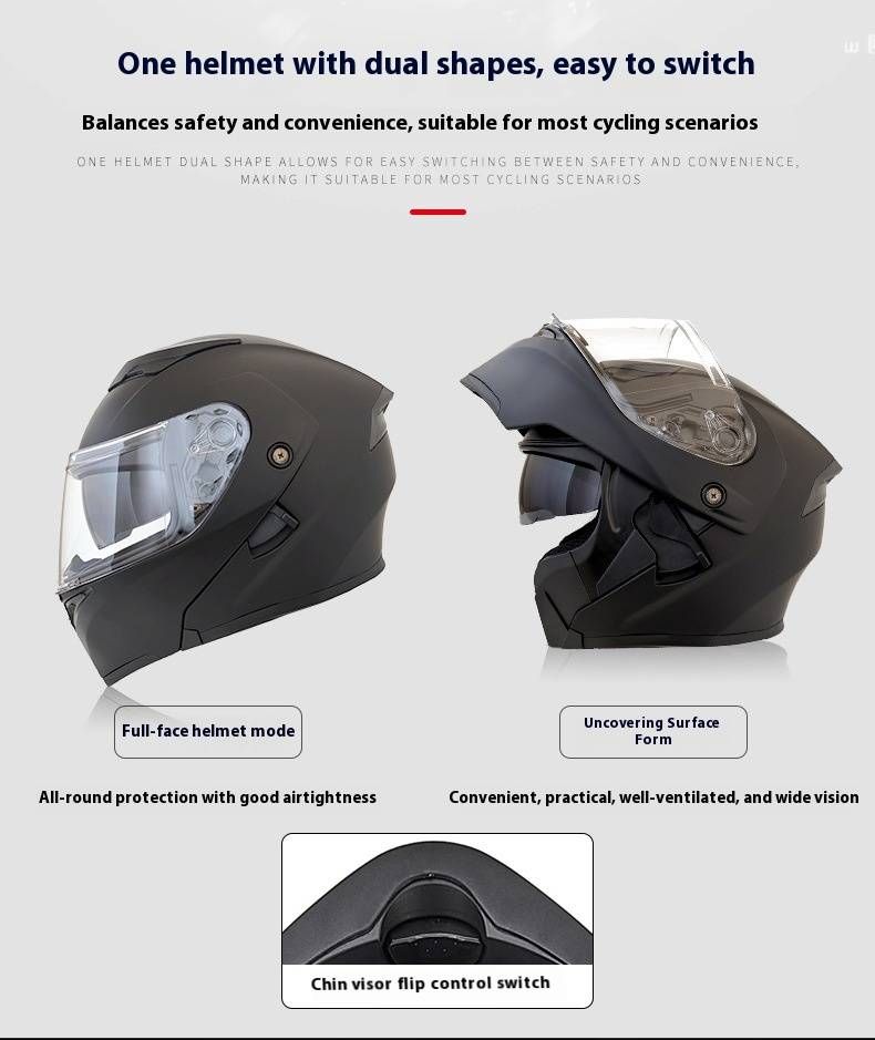 Casque moto intégral modulable certifié DOT/3C avec double visière et Bluetooth 1000 mAh, éclairage LED ABS, pour hommes et femmes_voghion.com
