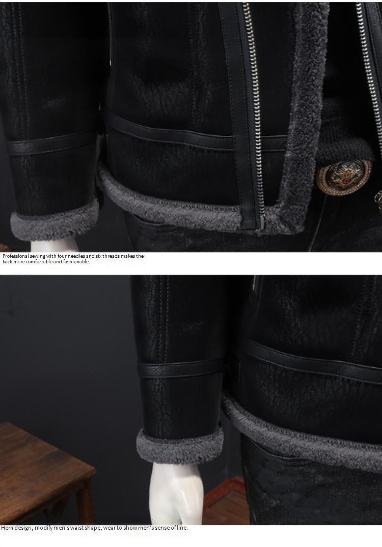 Herren-Winterjacke in Übergröße mit Kunstpelzfutter, winddichter Freizeitmantel mit dickem Fleecefutter, schwarze Slim-Fit-Oberbekleidung für große und kräftige Männer_voghion.com