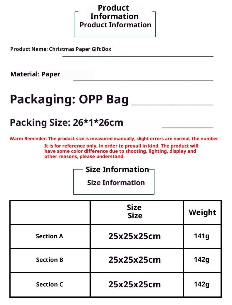 Weihnachtsgeschenkset: Festliche Bonbonbox aus Papier – Faltbare Geschenkverpackung für Weihnachten_voghion.com