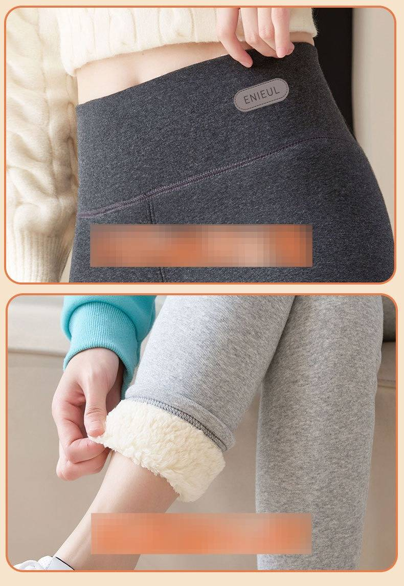 Women's Ultra-Warm Fleece-Lined Leggings – High Waist Thermal Tights With Ribbed Detailing (280g-800g, Black/Gray, S-XXL)_voghion.com