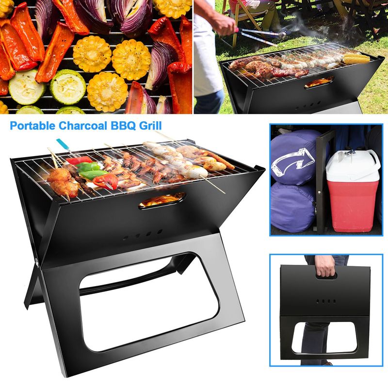 Portable Charcoal Grill - Mini BBQ Grill - Small Table Top Charcoal Grill For Camping, Outdoor Cooking - Foldable Camping Grill For Picnics, Tailgating And Backyard Grilling_voghion.com