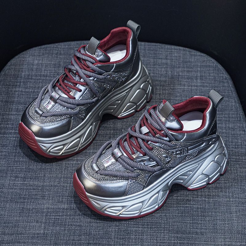 thick-soled Dad Shoes Women's Casual Versatile Fabric 9cm Height-increasing Women's Shoes_voghion.com