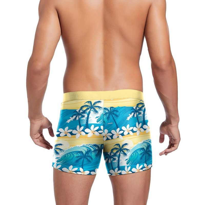 Men's Clothing New Coconut Tree Print Zipper Tether Leisure Tight Four Corner Swimming Spot_voghion.com