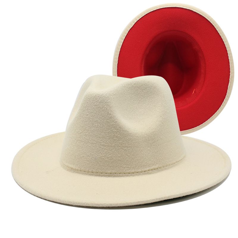 Autumn/Winter British Style Men's And Women's Double-sided Color Matching Jazz Woolen Top Hat, New Flat Big Brimmed Hat_voghion.com