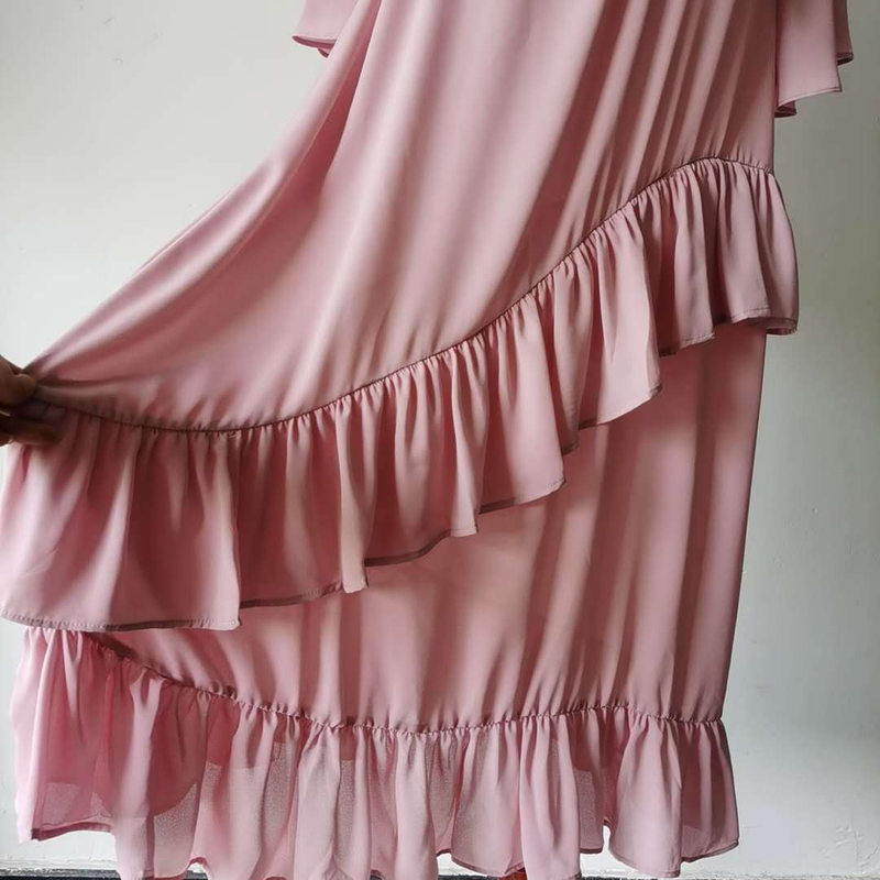 Abito da donna con volant patchwork in chiffon_voghion.com