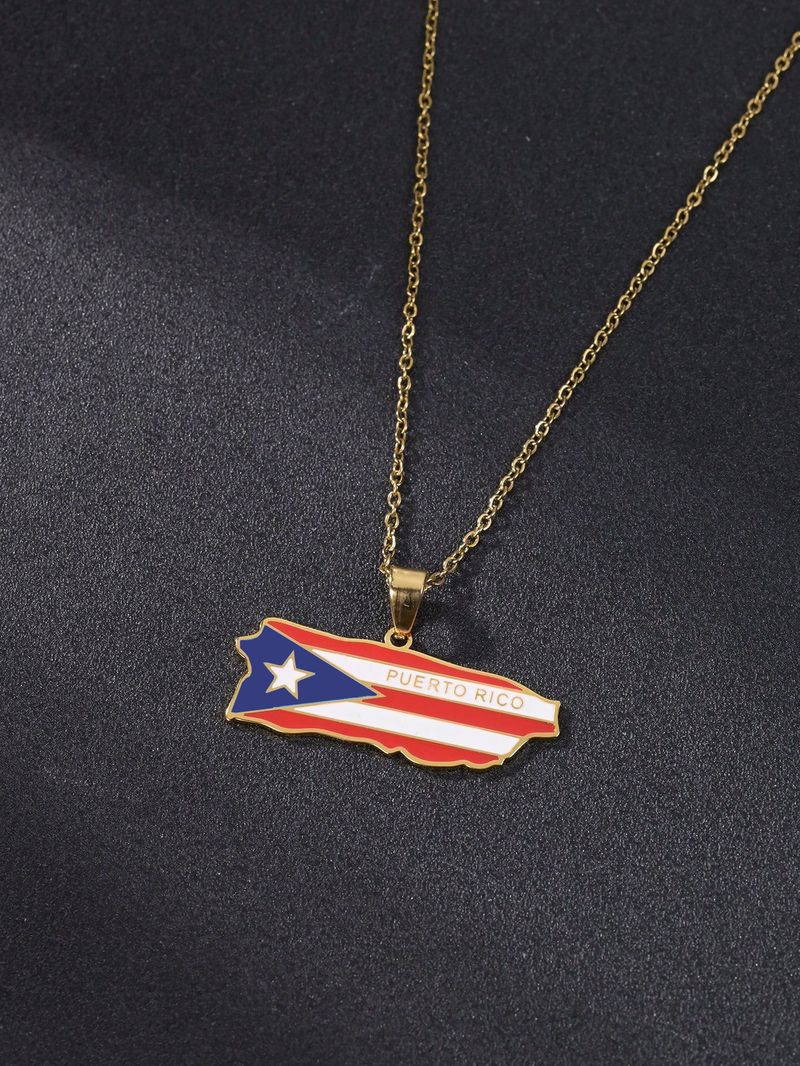 Collier pendentif en acier inoxydable avec carte du Venezuela/République dominicaine/Paraguay Amérique du Sud_voghion.com