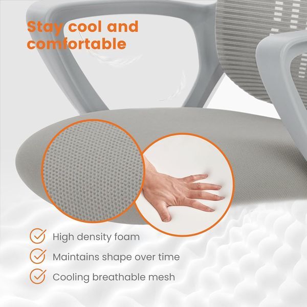 Office Computer Desk Managerial Executive Chair, Ergonomic Mid-Back Mesh Swivel Rolling Work With Wheels, Comfortable Lumbar Support, Comfy Arms For_voghion.com