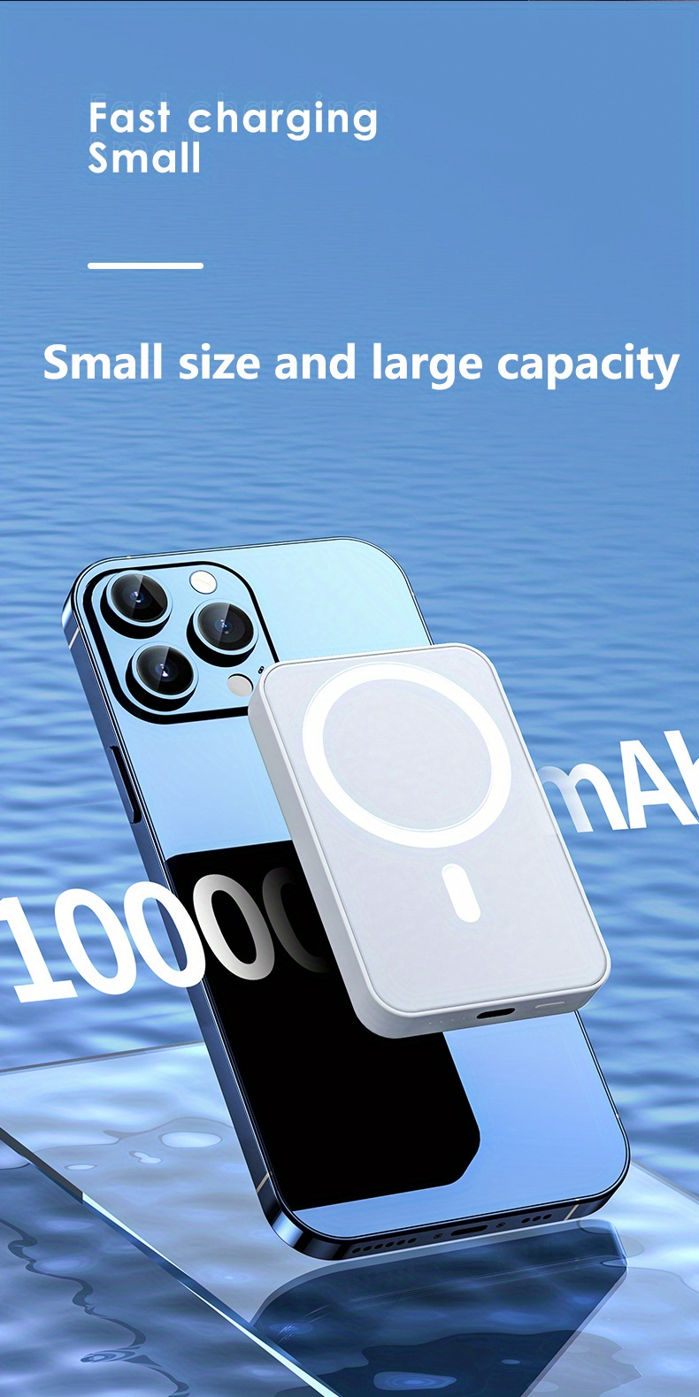 1pc 5000/10000mAh Mobile Power Bank, PD20W Super Fast Charge, Magnetic Suction Wireless Charging Bank, Portable Phone_voghion.com