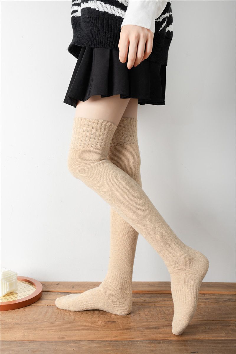 2 Paar dicke Kniestrümpfe aus Wolle, lange Röhre, Kinderwintersocken aus Samt, warme Damenstrümpfe, Herbst- und Winterstrümpfe aus Frottee_voghion.com