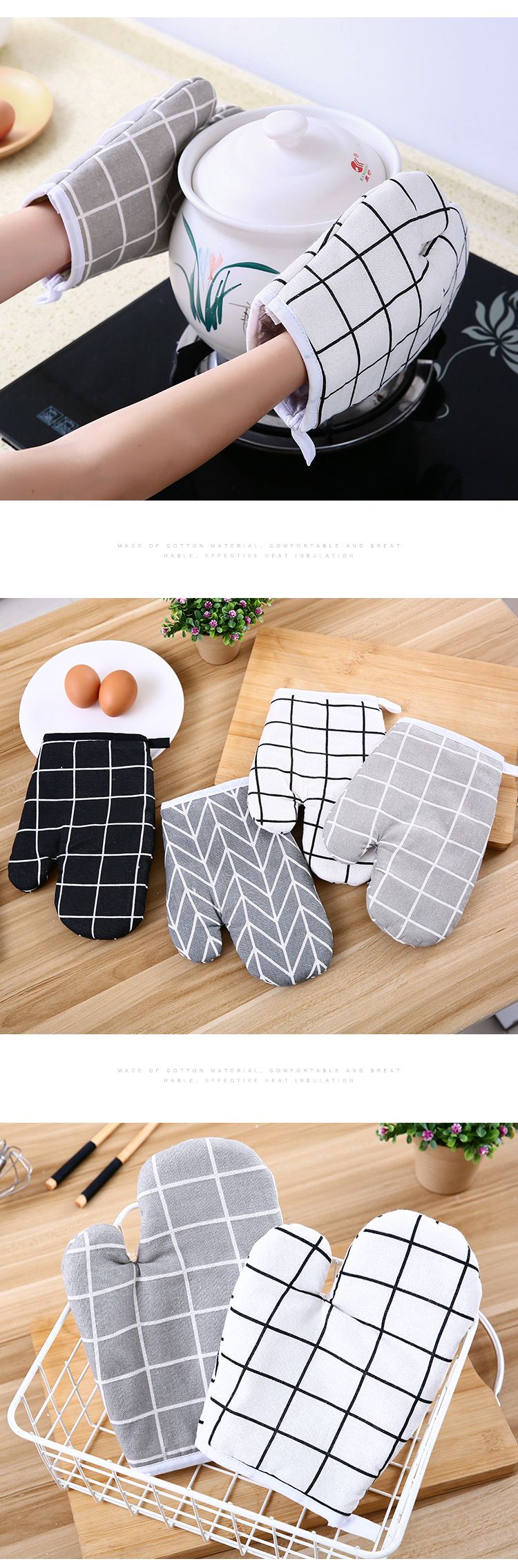 Verdickte, hochtemperaturbeständige, hitzebeständige und verbrühungshemmende Handschuhe zum Backen in der Küche, in der Mikrowelle und im Backofen, Spezialwerkzeuge_voghion.com