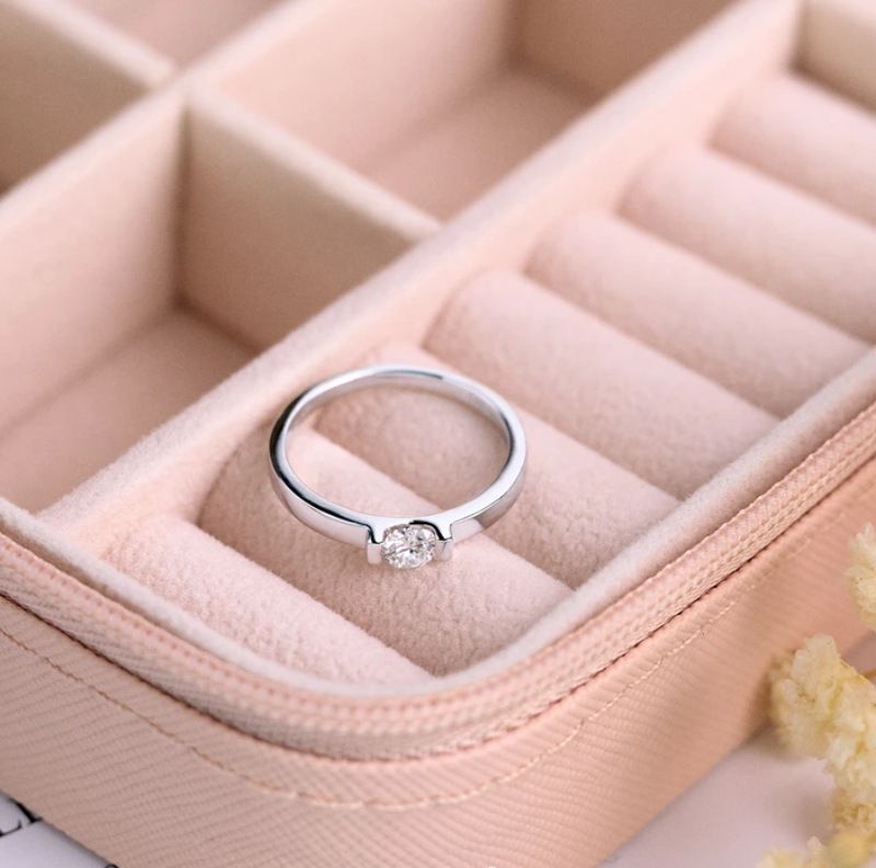 Sier 30 Point Moissanite Simple And Fashionable Dia Ring For Women_voghion.com