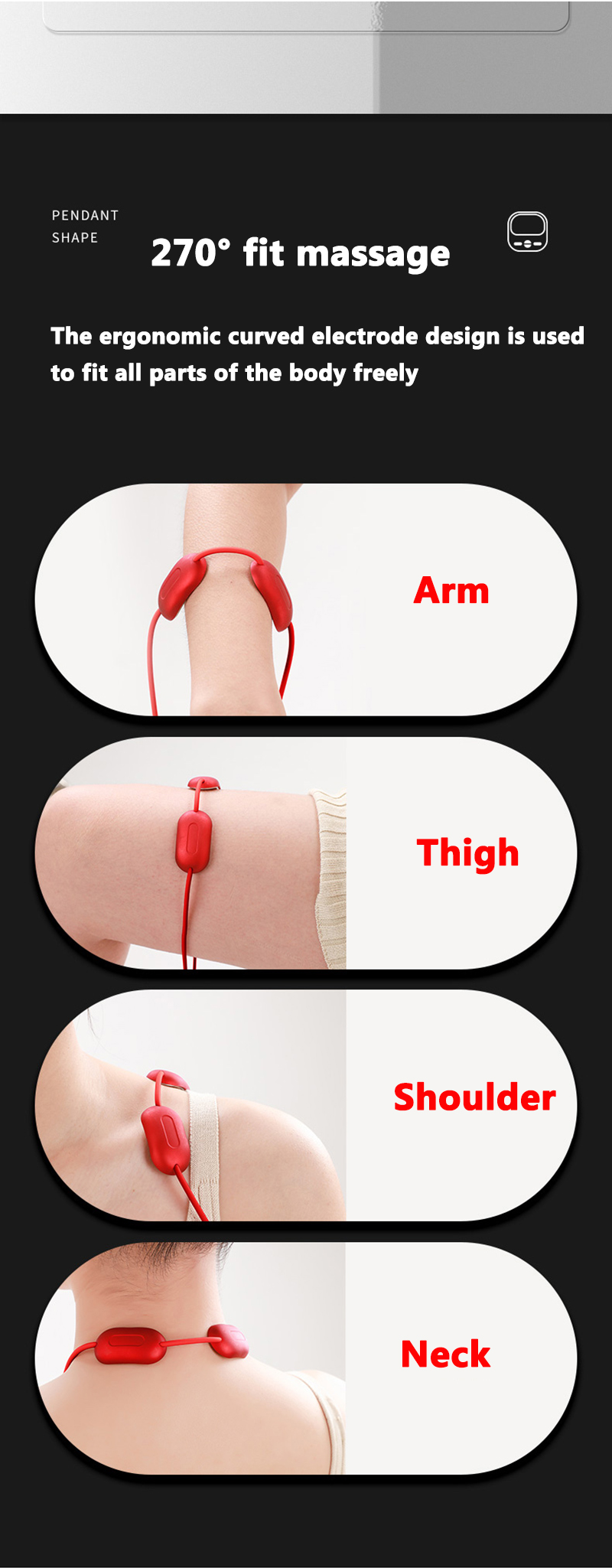 Smart Hanging Neck Cervical Massager Hot Compress Mini Spine Massager Portable EMS TENS Back Thigh Hand Massage For Pain_voghion.com