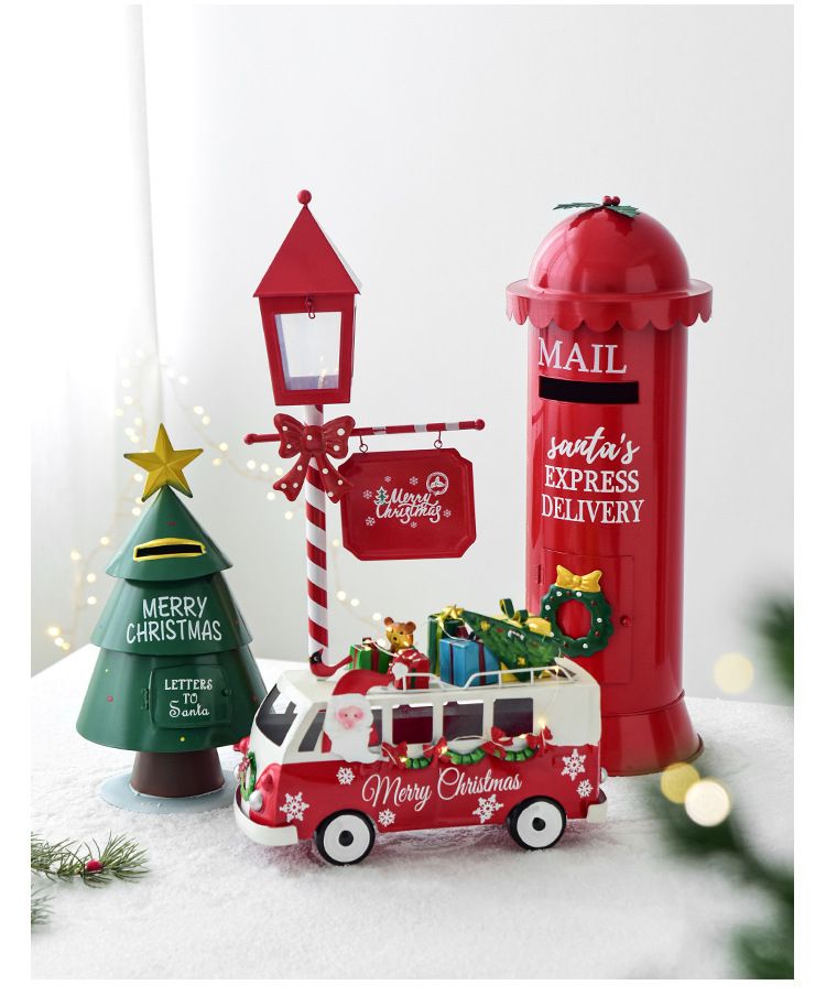 NUCHI Decorative Iron Mailbox Sleigh Snowman Hotel Front Desk Ornament_voghion.com