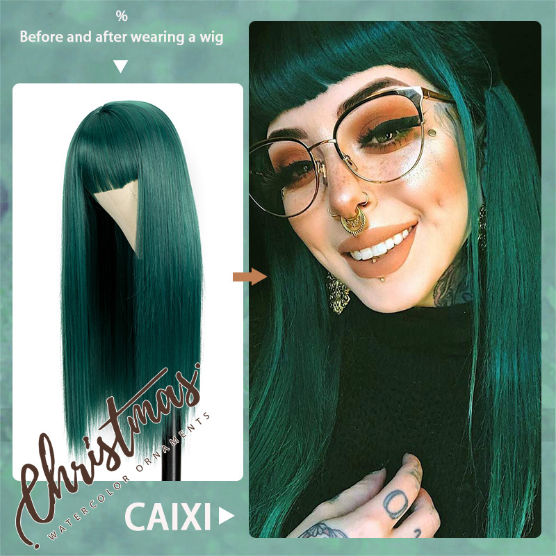 Parrucca sintetica Parrucche nuove da donna Capelli lisci multicolori Set di capelli in fibra sintetica naturale_voghion.com