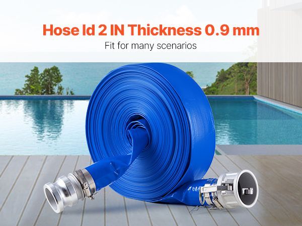 VEVOR Backwash Hose 2 In X 100 Ft Blue High Quality Hose Complete Fittings_voghion.com