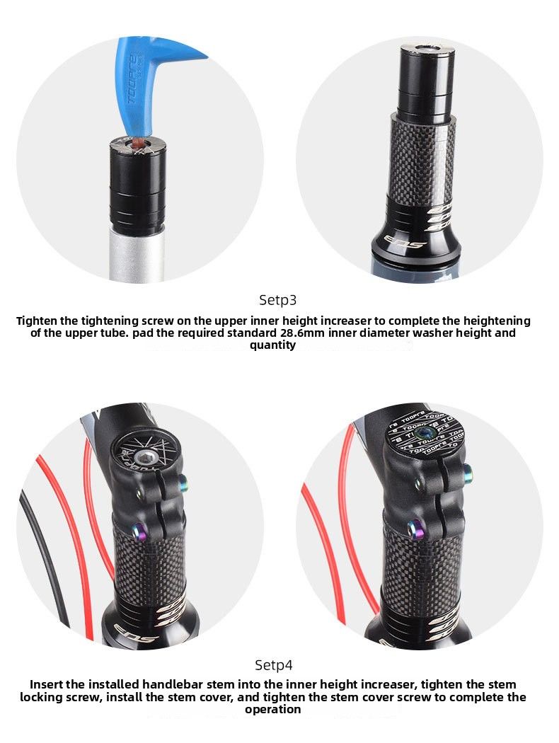 TOOPRE Bicycle Hidden Stem Riser Mountain Road Bike Fork Head Tube Handlebar Height Extender_voghion.com