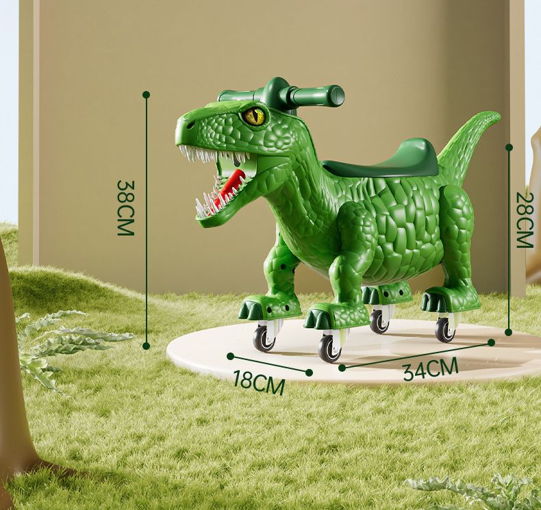 Dinosauro giocattolo per bambini, cavalcabile, con spray, luci, musica, ruote silenziose universali, macchinina a forma di arachidi._voghion.com