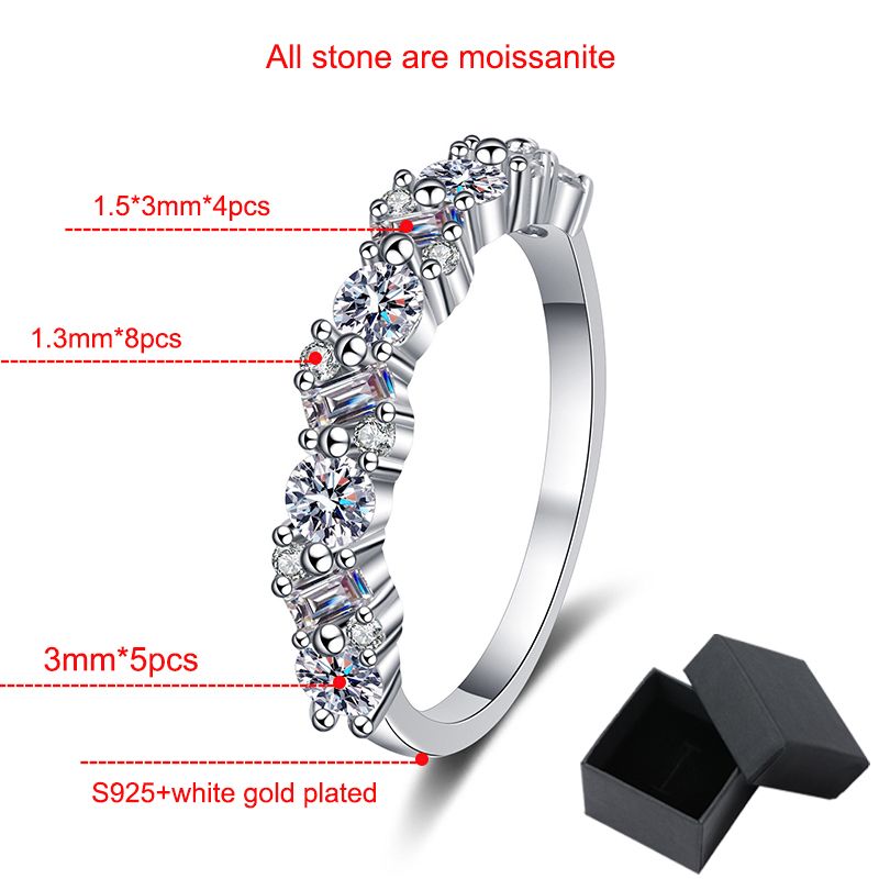 Ready Stock Smyoue Insgesamt 0,9 ct Smaragd/runde Cut Moissanite Ring für Frauen Sparkling Hochzeit Halb Enternity Band Sterling Sier_voghion.com