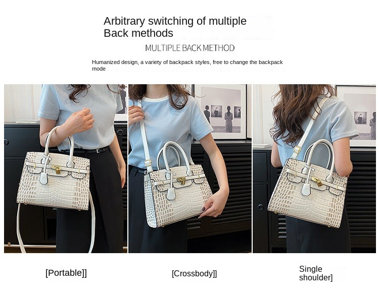 Vintage Fashion Crocodile Print Handheld Shoulder Crossbody Bag_voghion.com